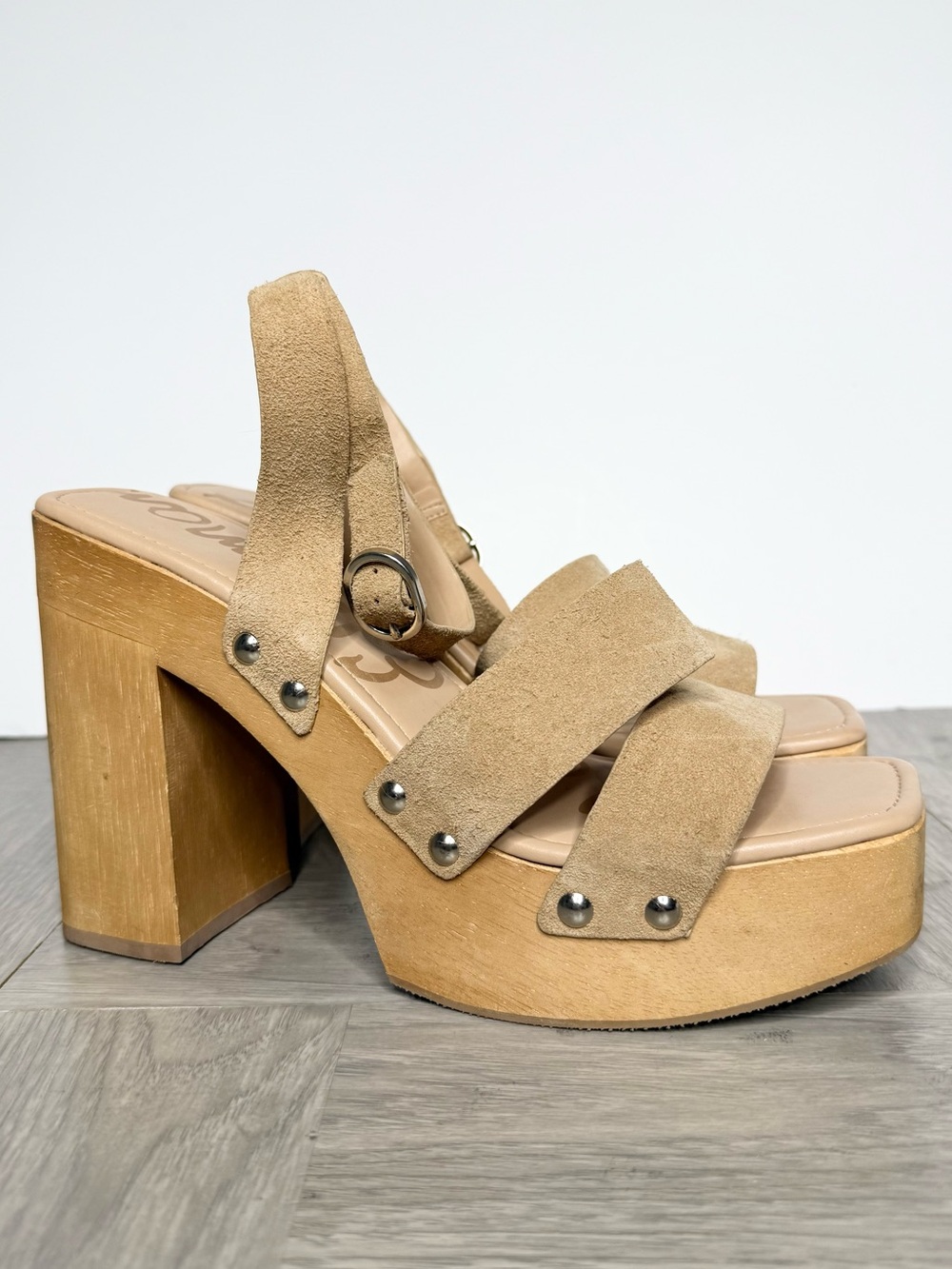 Sam Edelman Rosalind Tan Square Toe Heeled Sandal 10